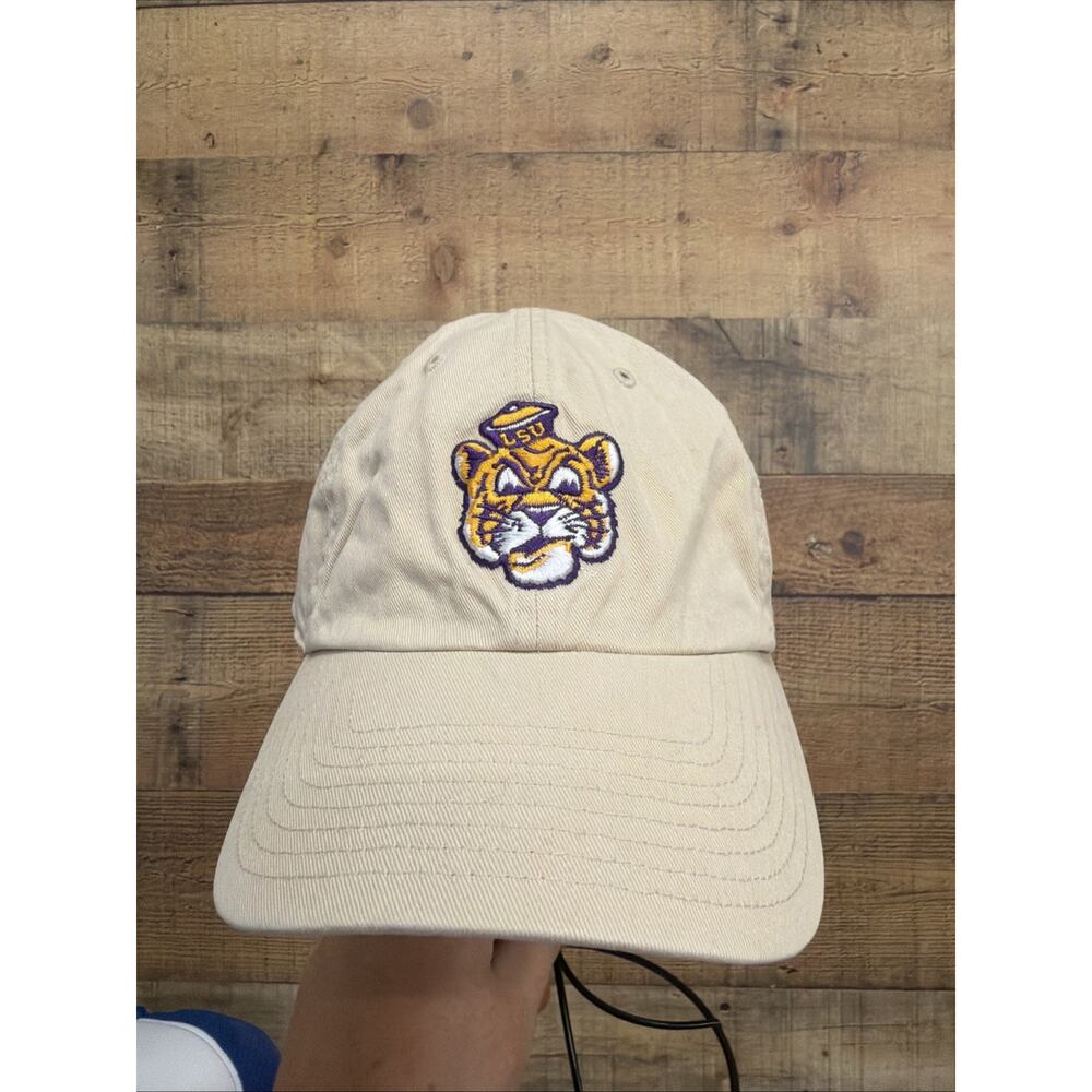 LSU Tigers Authentic Clean Up Adjustable Hat - Vintage Logo - Tan